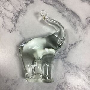 Vintage Clear Glass Elephant Figure Paperweight 4-1/2" Unmarked